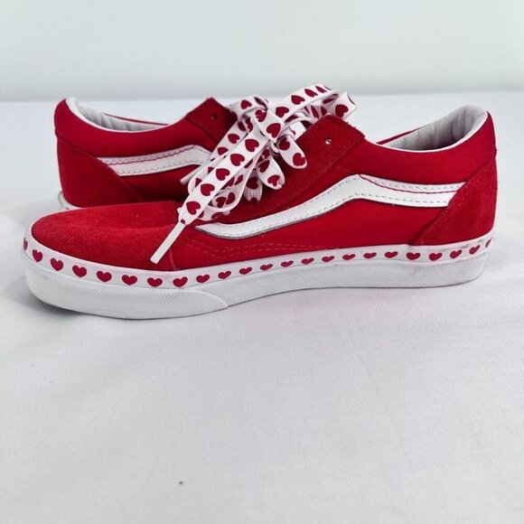 Vans Heart Foxing Old Skool Juniors Shoes Size 3.5 Red Heart Strings - Picture 5 of 12